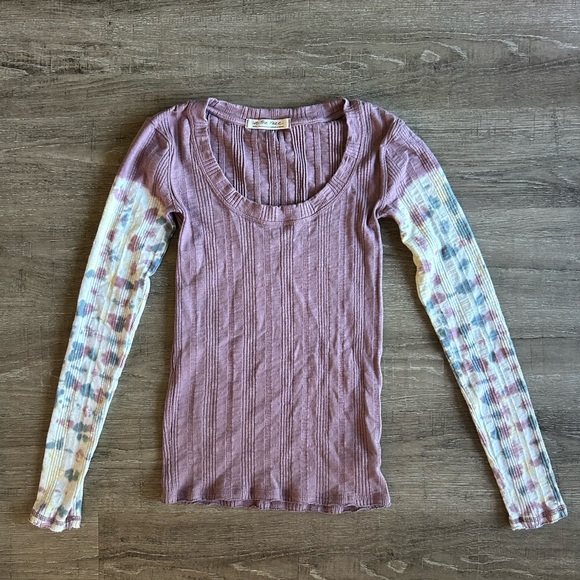 We The Free Tops - Free People Mauve Long Sleeve Top tie dye arms Tie Dye Long Sleeve Top Boho